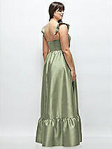 Alt View 3 Thumbnail - Sage Satin Corset Maxi Dress with Ruffle Straps & Skirt