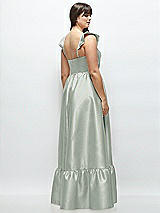 Alt View 3 Thumbnail - Willow Green Satin Corset Maxi Dress with Ruffle Straps & Skirt