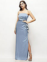 Alt View 1 Thumbnail - Cloudy Strapless Draped Skirt Satin Maxi Dress with Cascade Ruffle