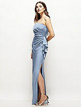 Alt View 2 Thumbnail - Cloudy Strapless Draped Skirt Satin Maxi Dress with Cascade Ruffle