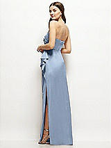 Alt View 3 Thumbnail - Cloudy Strapless Draped Skirt Satin Maxi Dress with Cascade Ruffle