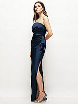 Alt View 2 Thumbnail - Midnight Navy Strapless Draped Skirt Satin Maxi Dress with Cascade Ruffle