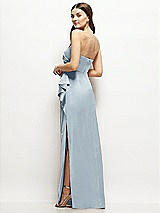 Alt View 3 Thumbnail - Mist Strapless Draped Skirt Satin Maxi Dress with Cascade Ruffle