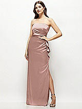 Alt View 1 Thumbnail - Neu Nude Strapless Draped Skirt Satin Maxi Dress with Cascade Ruffle