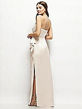 Alt View 3 Thumbnail - Oat Strapless Draped Skirt Satin Maxi Dress with Cascade Ruffle