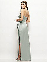 Alt View 3 Thumbnail - Willow Green Strapless Draped Skirt Satin Maxi Dress with Cascade Ruffle