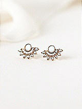 Front View Thumbnail - Gold White Opal Crystal Fan Stud Earrings