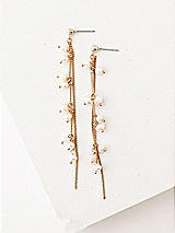 Rear View Thumbnail - Natural Cascade Gold Chain Pearl Drop Earrings