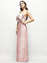 Alt View 3 Thumbnail - Bow And Blossom Print Strapless Floral Satin Column Maxi Dress with Oversized Bow