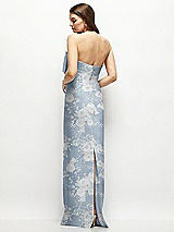 Alt View 4 Thumbnail - Porcelain Blue Seraphina Floral Strapless Floral Satin Column Maxi Dress with Oversized Bow