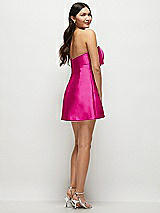 Rear View Thumbnail - Think Pink Strapless Bell Skirt Satin Mini Dress with Oversized Bow