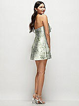 Rear View Thumbnail - Sage Cottage Rose Strapless Bell Skirt Floral Satin Mini Dress with Oversized Bow