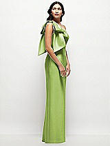 Side View Thumbnail - Mojito Oversized Bow One-Shoulder Satin Column Maxi Dress