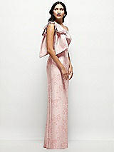 Side View Thumbnail - Bow And Blossom Print Oversized Bow One-Shoulder Floral Satin Column Maxi Dress