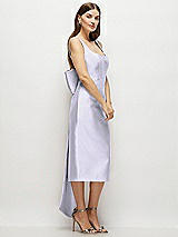 Side View Thumbnail - Silver Dove Scoop Neck Corset Satin Midi Dress with Floor-Length Bow Tails