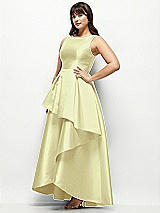 Side View Thumbnail - Butter Yellow Satin Maxi Dress with Asymmetrical Layered Ballgown Skirt