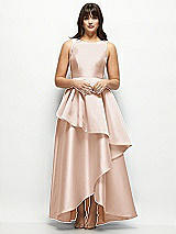 Front View Thumbnail - Cameo Satin Maxi Dress with Asymmetrical Layered Ballgown Skirt