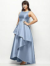 Side View Thumbnail - Cloudy Satin Maxi Dress with Asymmetrical Layered Ballgown Skirt