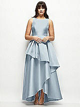 Front View Thumbnail - Mist Satin Maxi Dress with Asymmetrical Layered Ballgown Skirt