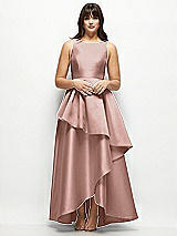 Front View Thumbnail - Neu Nude Satin Maxi Dress with Asymmetrical Layered Ballgown Skirt