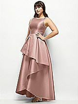 Side View Thumbnail - Neu Nude Satin Maxi Dress with Asymmetrical Layered Ballgown Skirt