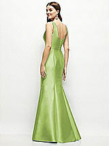 Rear View Thumbnail - Mojito Satin Square Neck Fit and Flare Maxi Dress