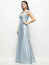 Side View Thumbnail - Mist Satin Square Neck Fit and Flare Maxi Dress