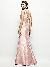 Rear View Thumbnail - Bow And Blossom Print Floral Satin Square Neck Fit and Flare Maxi Dress