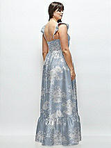 Alt View 3 Thumbnail - Porcelain Blue Seraphina Floral Floral Satin Corset Maxi Dress with Ruffle Straps & Skirt