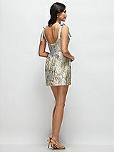 Rear View Thumbnail - Winter Mist Tie-Strap Cat-Eye Boned Bodice Brocade Mini Dress