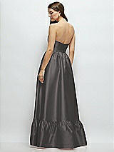 Rear View Thumbnail - Caviar Gray Strapless Cat-Eye Boned Bodice Maxi Dress with Ruffle Hem