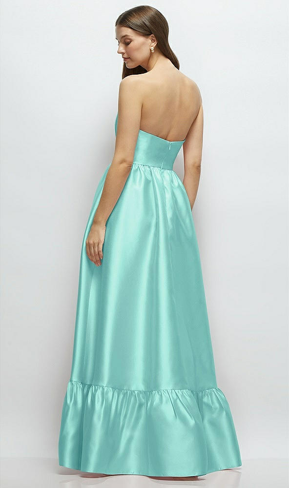 Back View - Coastal Strapless Cat-Eye Boned Bodice Maxi Dress with Ruffle Hem