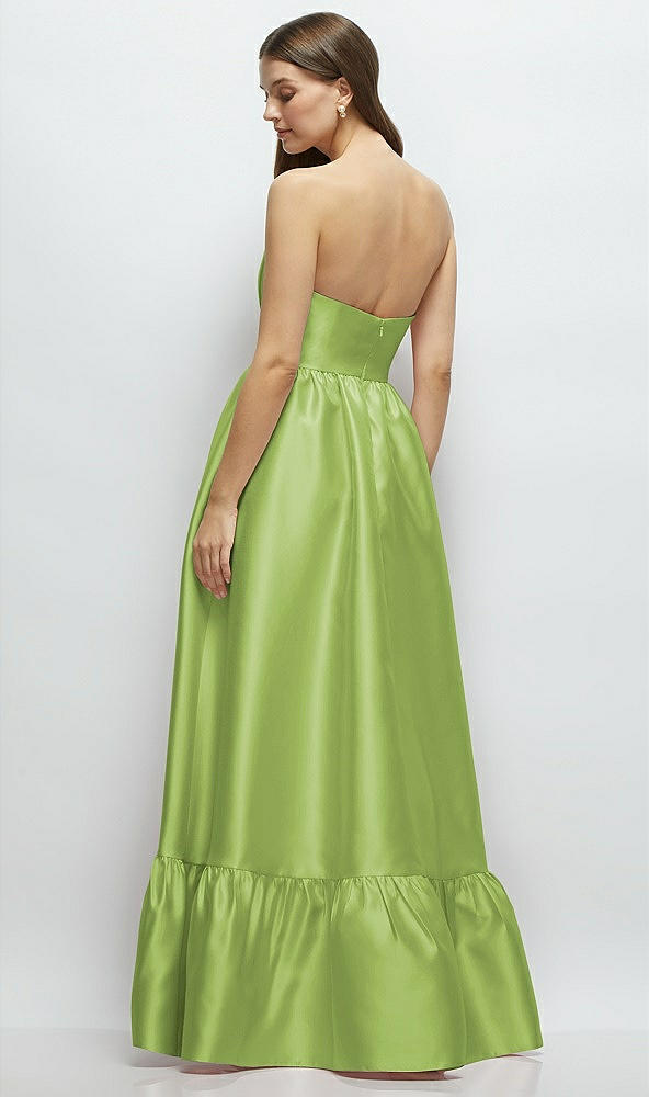 Back View - Mojito Strapless Cat-Eye Boned Bodice Maxi Dress with Ruffle Hem