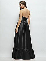 Rear View Thumbnail - Black Strapless Cat-Eye Boned Bodice Maxi Dress with Ruffle Hem