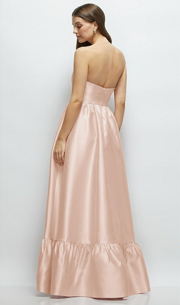 Back View - Cameo Strapless Cat-Eye Boned Bodice Maxi Dress with Ruffle Hem