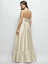 Rear View Thumbnail - Champagne Strapless Cat-Eye Boned Bodice Maxi Dress with Ruffle Hem