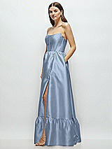 Side View Thumbnail - Cloudy Strapless Cat-Eye Boned Bodice Maxi Dress with Ruffle Hem