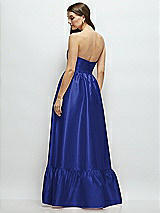 Rear View Thumbnail - Cobalt Blue Strapless Cat-Eye Boned Bodice Maxi Dress with Ruffle Hem