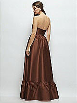 Rear View Thumbnail - Cognac Strapless Cat-Eye Boned Bodice Maxi Dress with Ruffle Hem