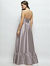 Rear View Thumbnail - Cashmere Gray Strapless Cat-Eye Boned Bodice Maxi Dress with Ruffle Hem