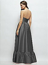 Rear View Thumbnail - Gunmetal Strapless Cat-Eye Boned Bodice Maxi Dress with Ruffle Hem