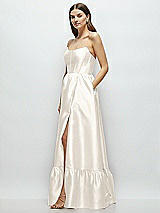 Side View Thumbnail - Ivory Strapless Cat-Eye Boned Bodice Maxi Dress with Ruffle Hem