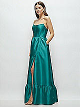 Side View Thumbnail - Jade Strapless Cat-Eye Boned Bodice Maxi Dress with Ruffle Hem