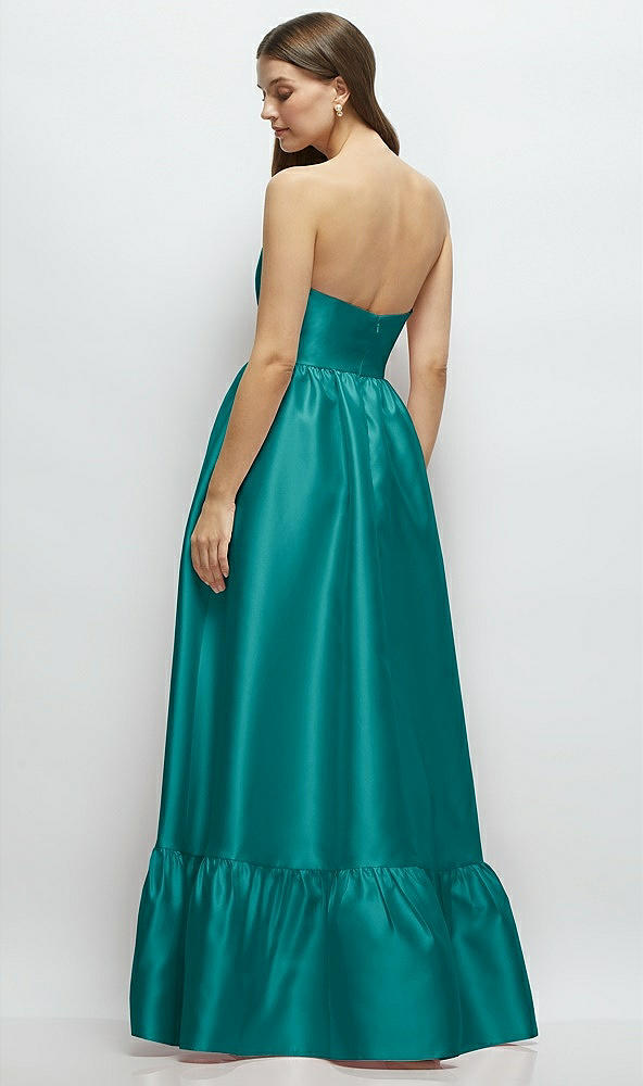 Back View - Jade Strapless Cat-Eye Boned Bodice Maxi Dress with Ruffle Hem