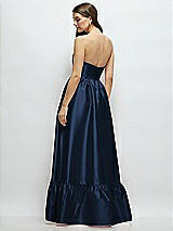 Rear View Thumbnail - Midnight Navy Strapless Cat-Eye Boned Bodice Maxi Dress with Ruffle Hem