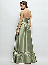 Rear View Thumbnail - Sage Strapless Cat-Eye Boned Bodice Maxi Dress with Ruffle Hem