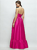 Rear View Thumbnail - Think Pink Strapless Cat-Eye Boned Bodice Maxi Dress with Ruffle Hem