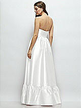 Rear View Thumbnail - White Strapless Cat-Eye Boned Bodice Maxi Dress with Ruffle Hem