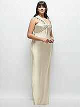 Alt View 2 Thumbnail - Champagne Satin Twist Bandeau One-Shoulder Bias Maxi Dress