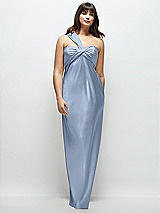 Alt View 1 Thumbnail - Cloudy Satin Twist Bandeau One-Shoulder Bias Maxi Dress